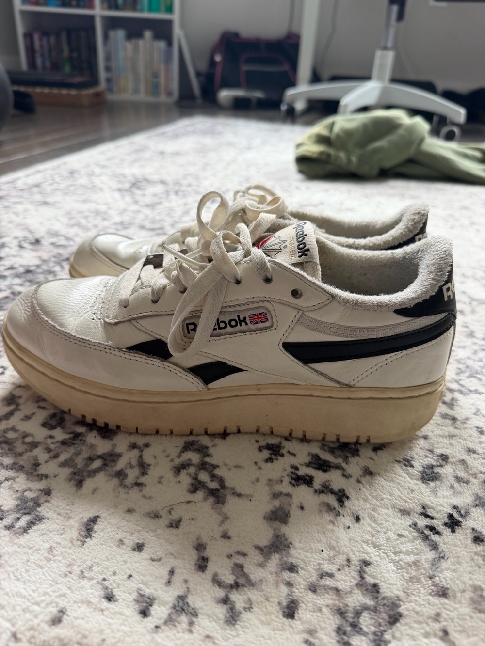 Reebok Women’s White Sneakers with Black Stripes